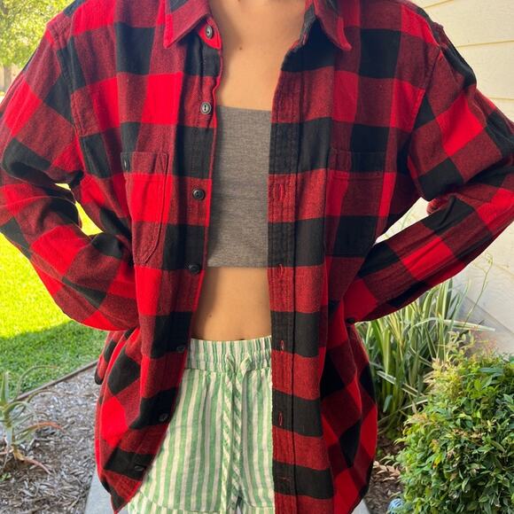 USA Tradition Truck Flannel Shirt upcycled one of a kind unisex large - Picture 3 of 8